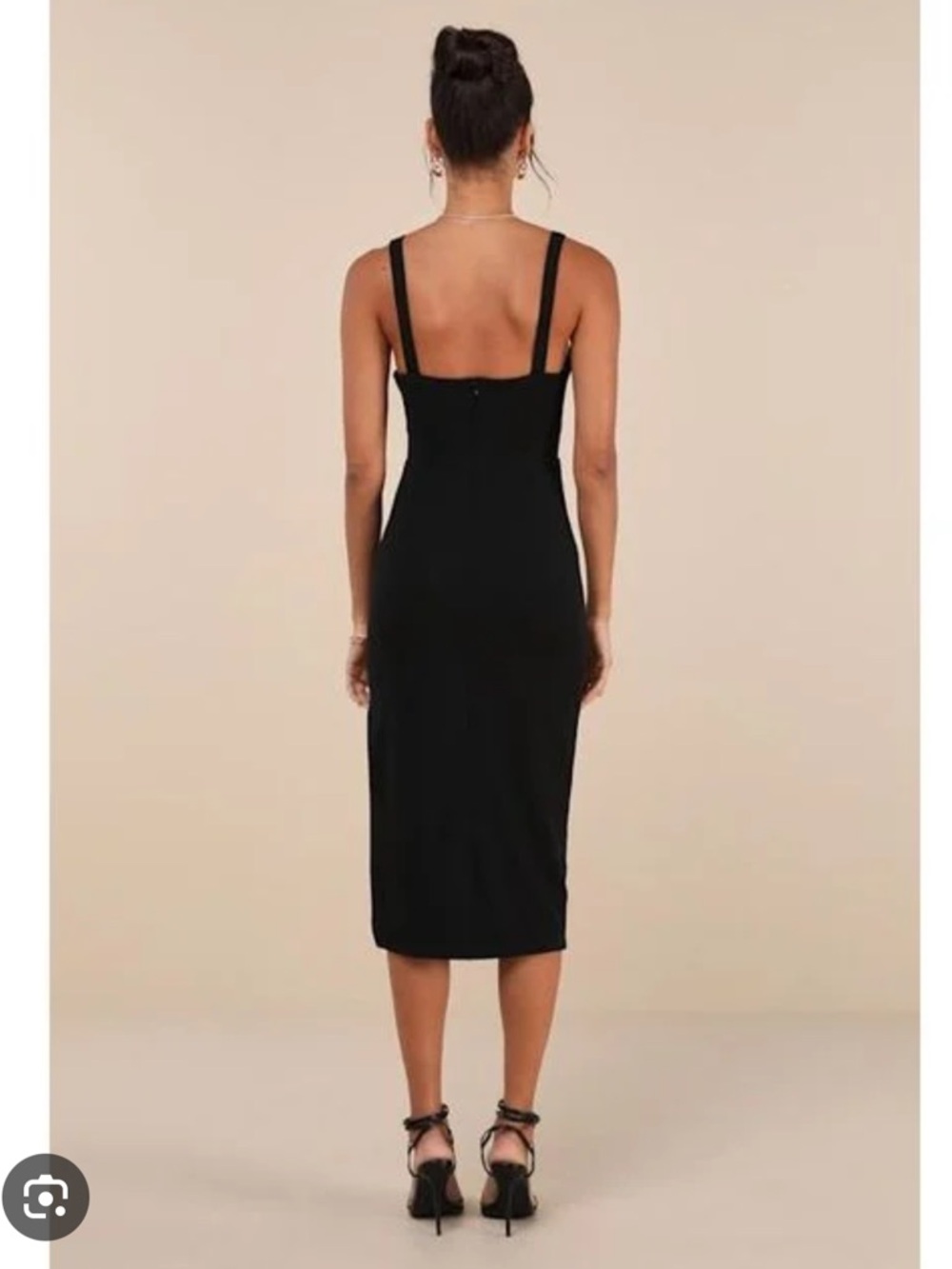 Lulus NWT Vibrant Allure Black Square Neck Sleeveless Bodycon Midi Dress Medium - Picture 13 of 13